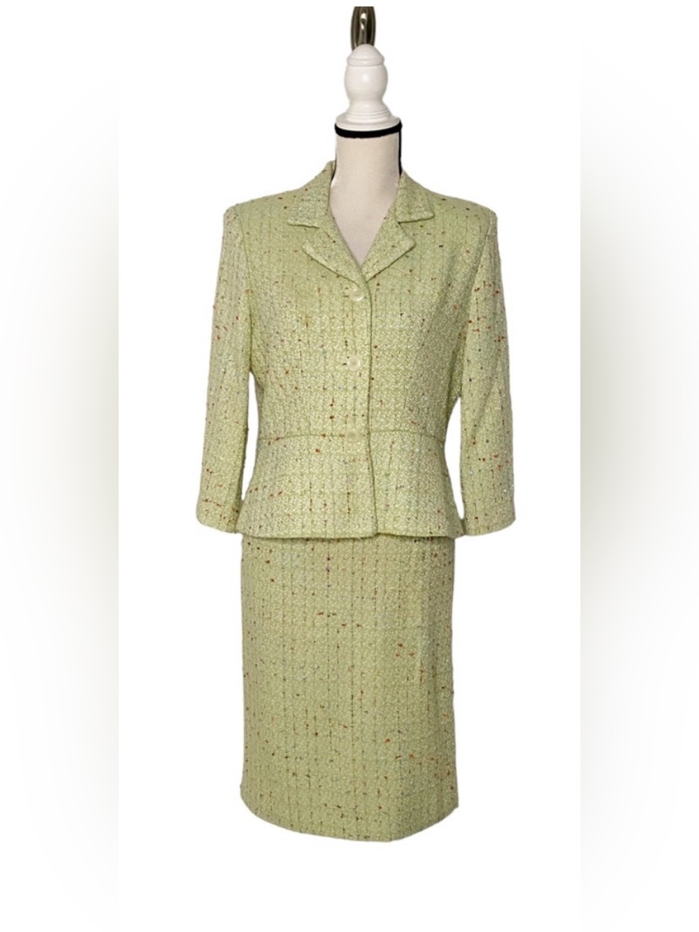Light Green Tweed Skirt Suit- Miss Dolby